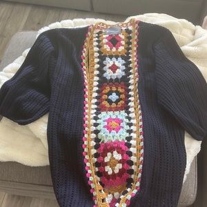 Anthropologie Long Patchwork Cardigan